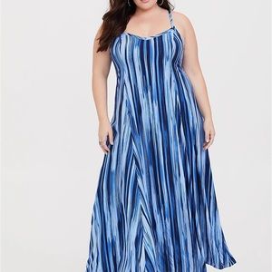 Torrid Blue Stripe Challis Trapeze Maxi Dress
